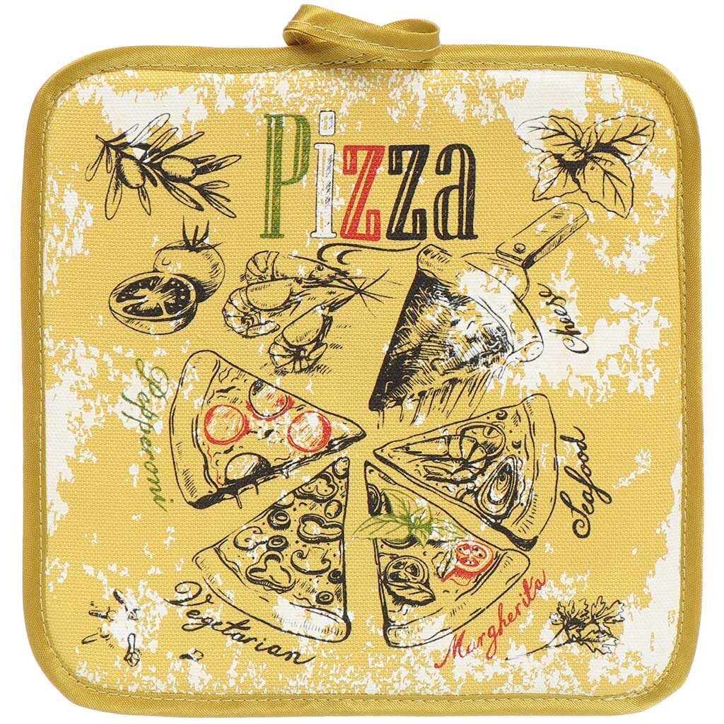 Прихватка, 18х18 см, Пицца, оливковая