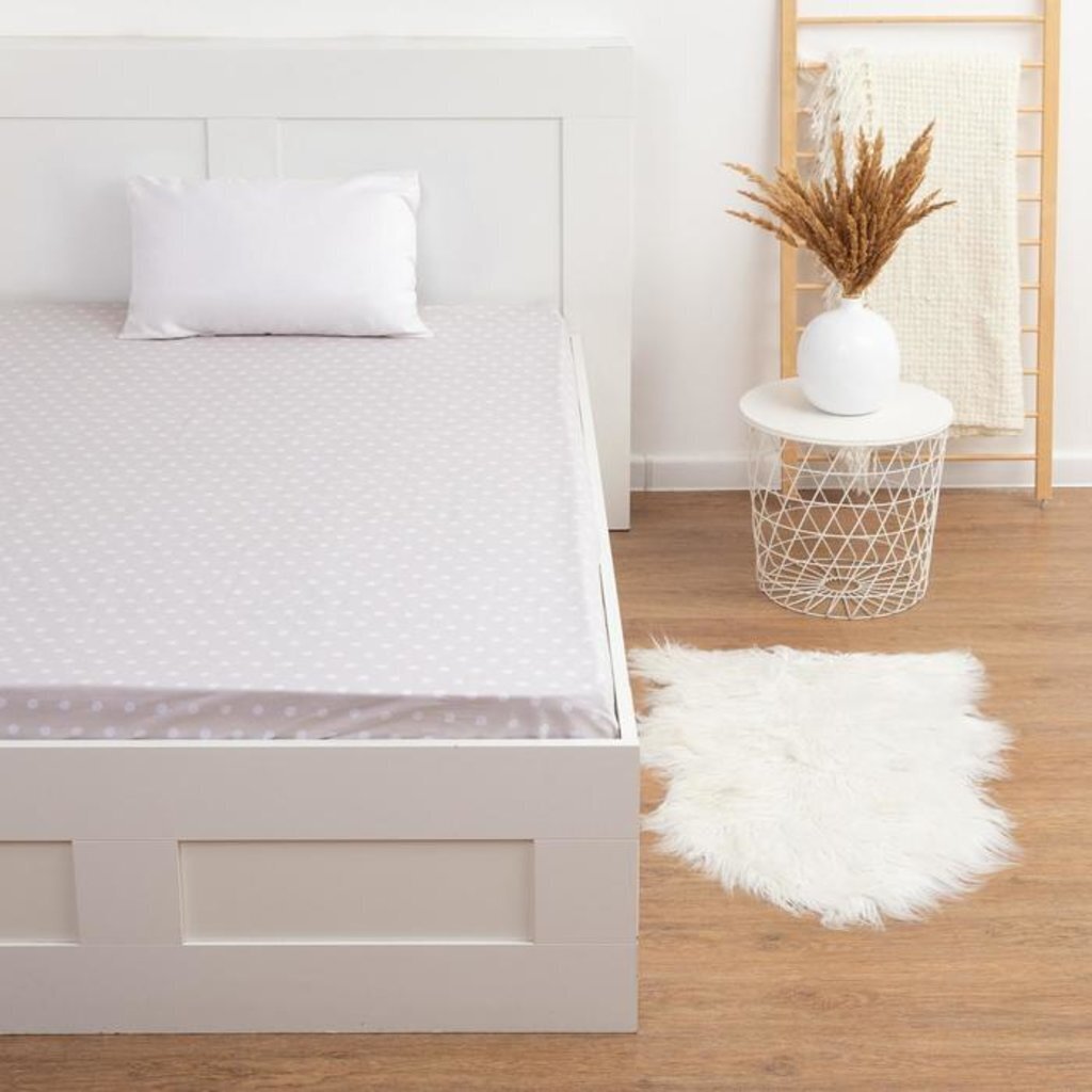 Простыня &amp;quot;Этель&amp;quot; Горошки 150х220 см, Серый, Поплин, 100% хлопок, 125г/м², 5437624