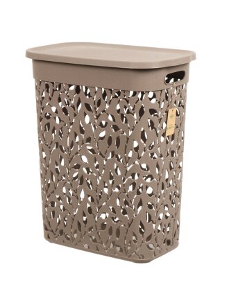 Корзина для белья, 35 л, 42х26.5х50.5 см, прямоугольная, пластик, французский серая, с крышкой, Idea, Флора, М 2620