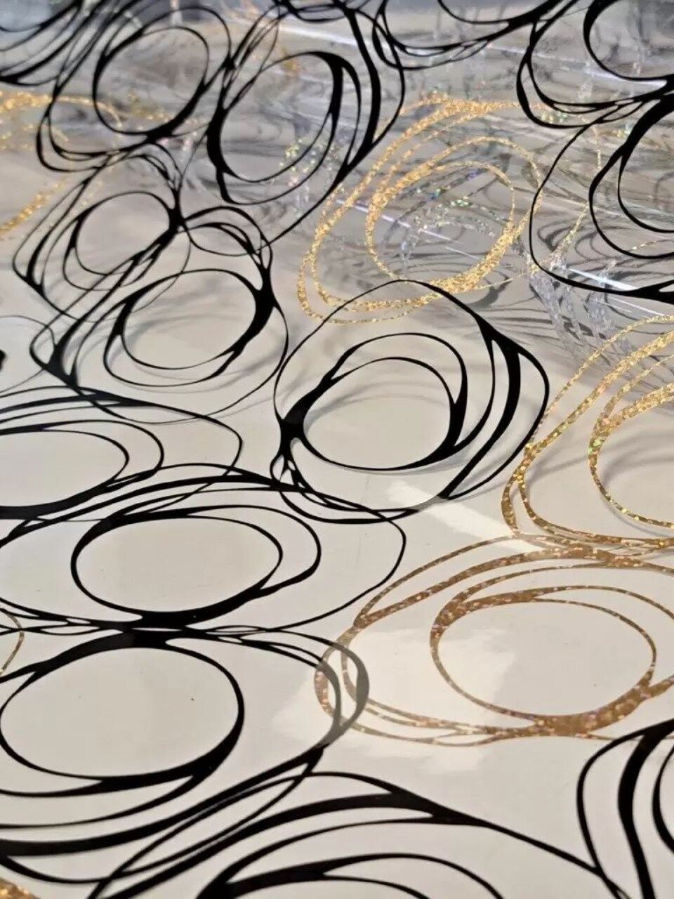 Клеенка Dekorelle, 1х20 м, силикон, 0.6 мм, золото/прозрачный фон, 240-G