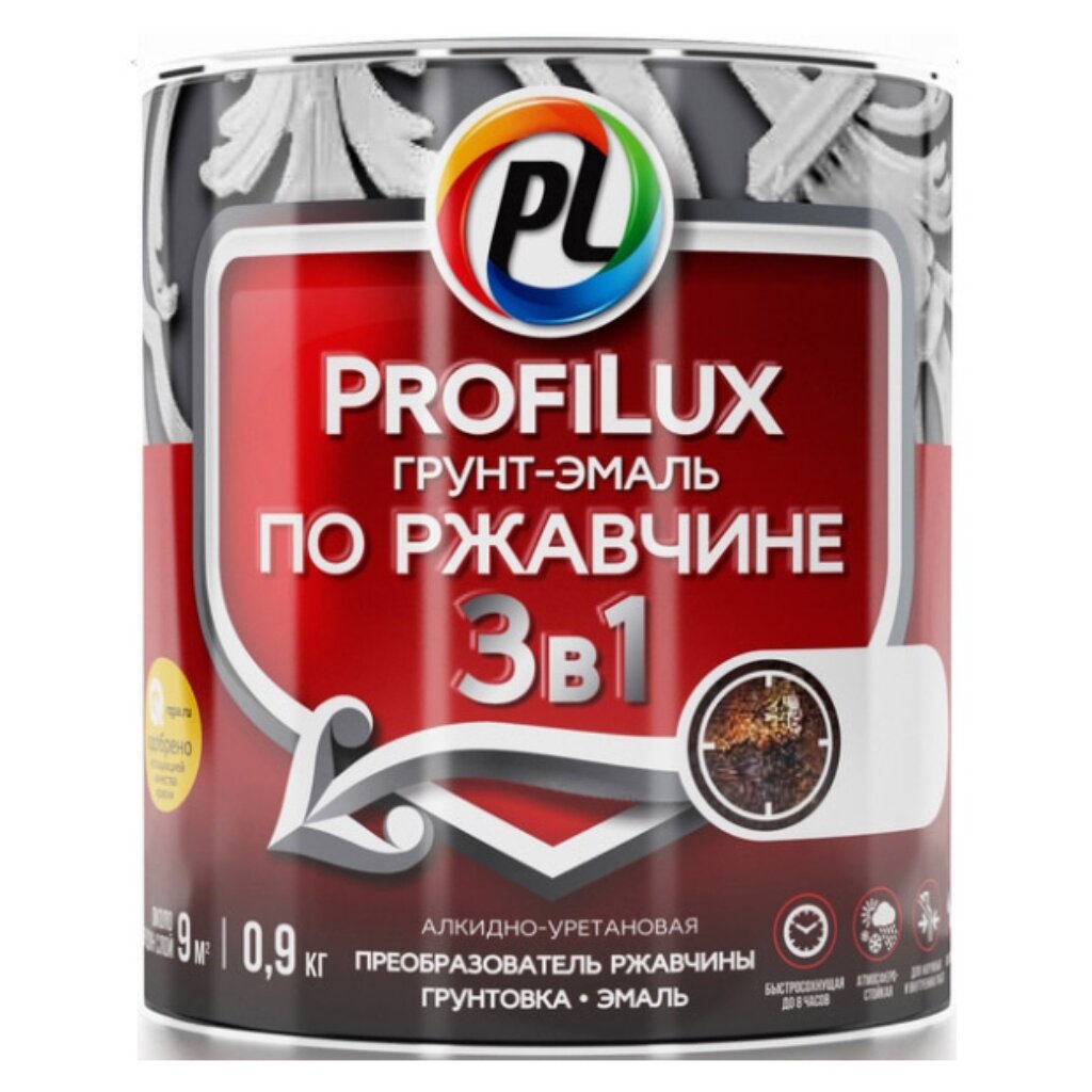 Грунт-эмаль Profilux, 3в1, по ржавчине, алкидно-уретановая, белая, 0.9 кг мосты петербурга