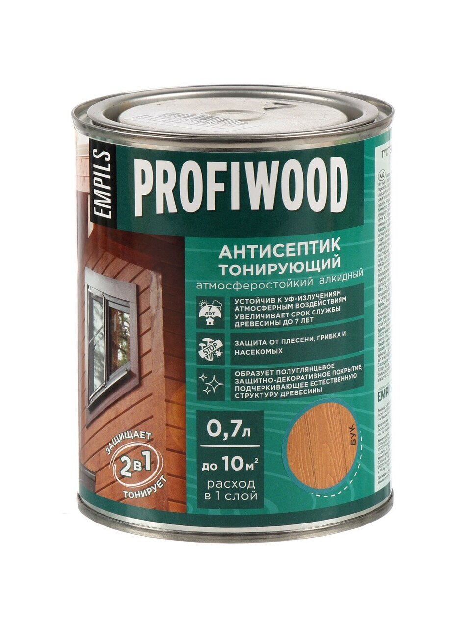 Антисептик Profiwood, для дерева, тонирующий, бук, 0.6 кг