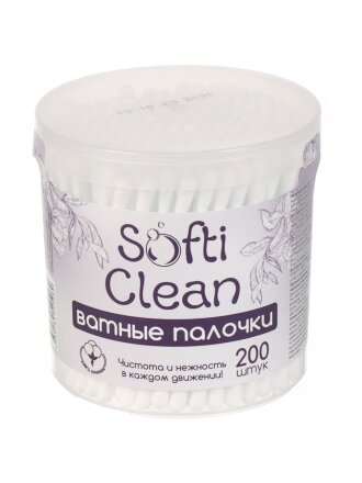 Ватные палочки 200 шт, стакан, Softi Clean