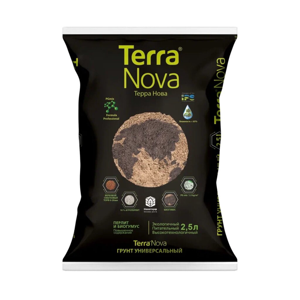 Грунт Terra Nova, универсальный, с биогумусом и перлитом, 2.5 л