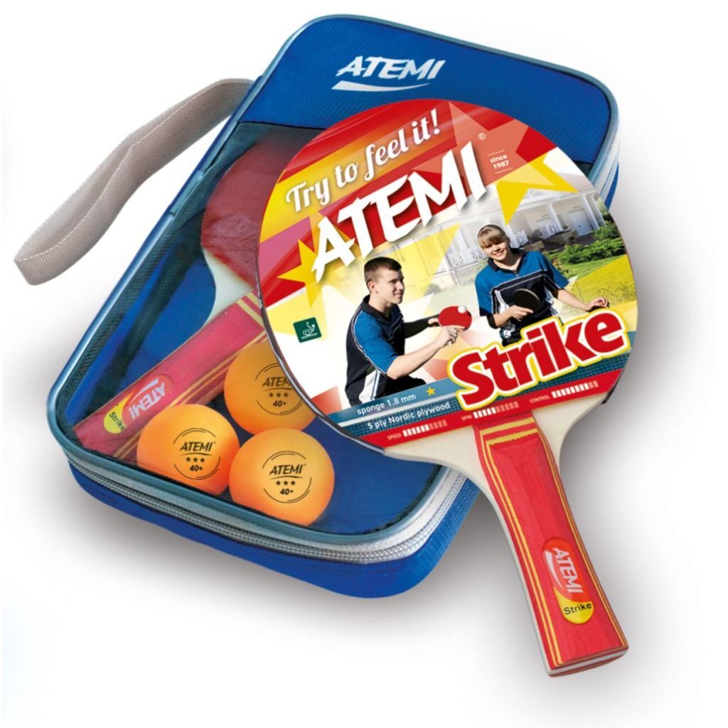 Набор для настольного тенниса Atemi STRIKE (2ракетки+чехол+3 мяча***), 00000105917