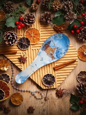 Подставка для ложки, стекло, фигурная, 8х23.5 см, разноцветная, Daniks, Морозный день