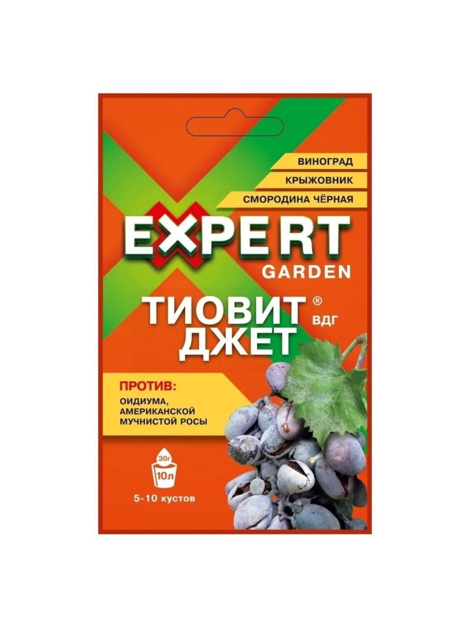Фунгицид Тиовит Джет, от оидиума, мучнистой росы на винограде, крыжовнике, смородине, 30 г, Expert Garden