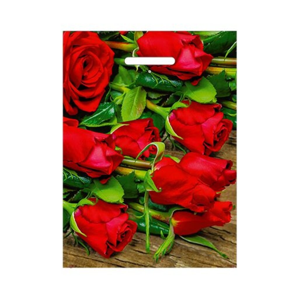 Пакет универсальный, 30х40 см, 40 мкм, с вырубными ручками, Розы, 6145 розы полиантовые в ассортименте