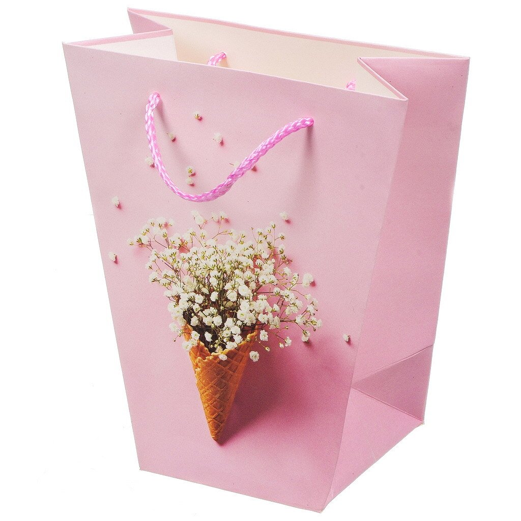 Пакет подарочный бумага, 18х10х20 см, Букет цветов, Y4-4265