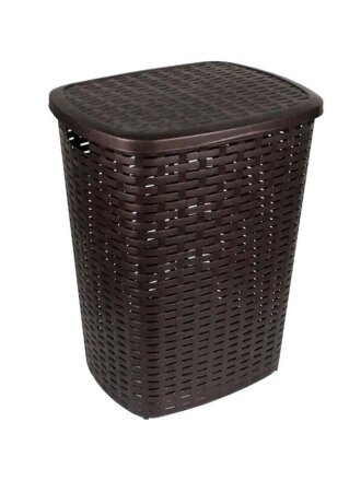 Корзина для белья, 50 л, 43х35х53 см, прямоугольная, пластик, коричневая, Verde, Roso, 36920/36928