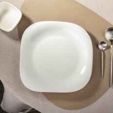Тарелка обеденная, стеклокерамика, 26 см, квадратная, Белый Квадро, Daniks, FFP-115/NFP110T