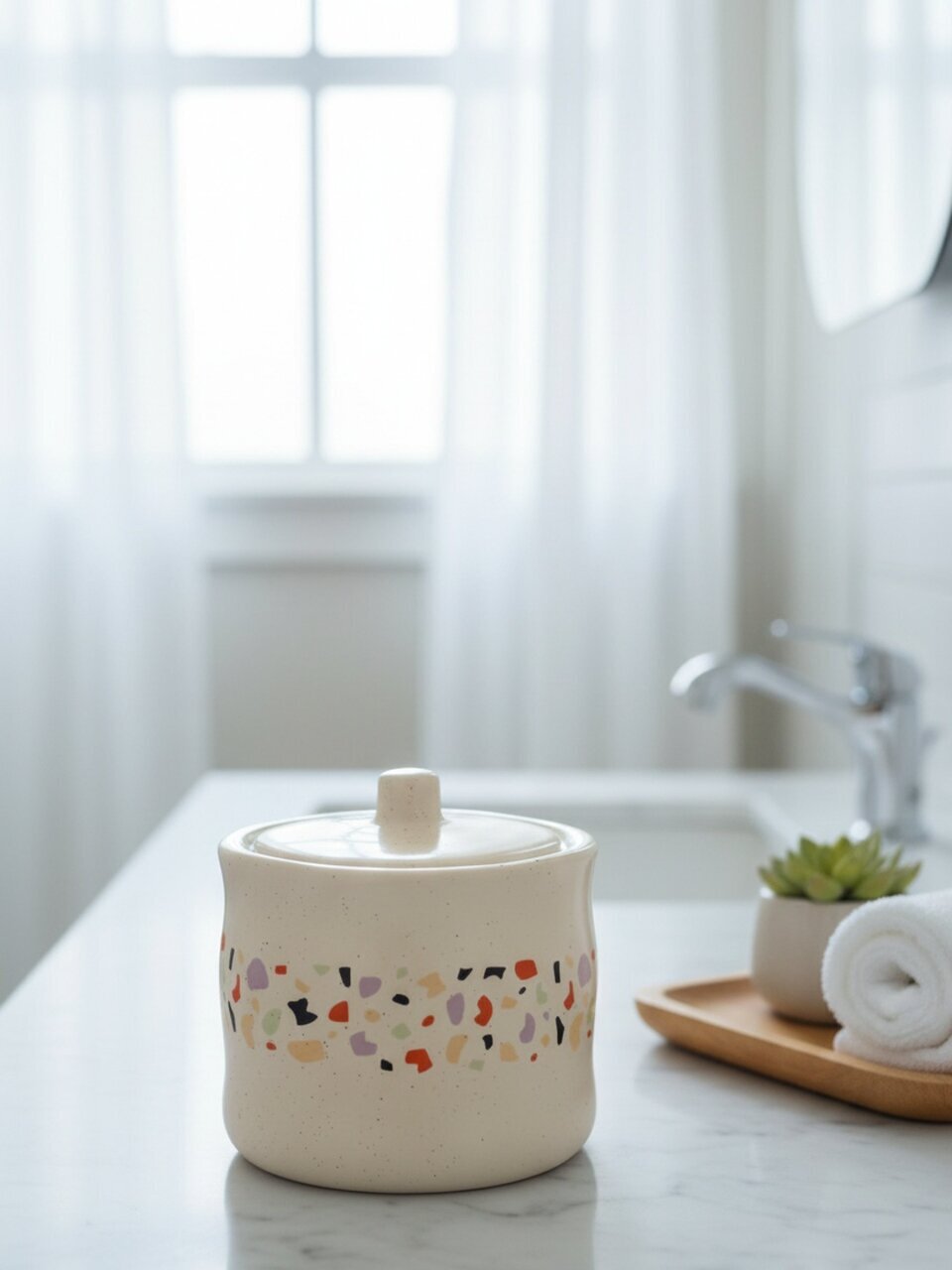 Контейнер для ватных дисков Мозаика, керамика, 10.5x8.9/11 см, BCE3075AA-CT