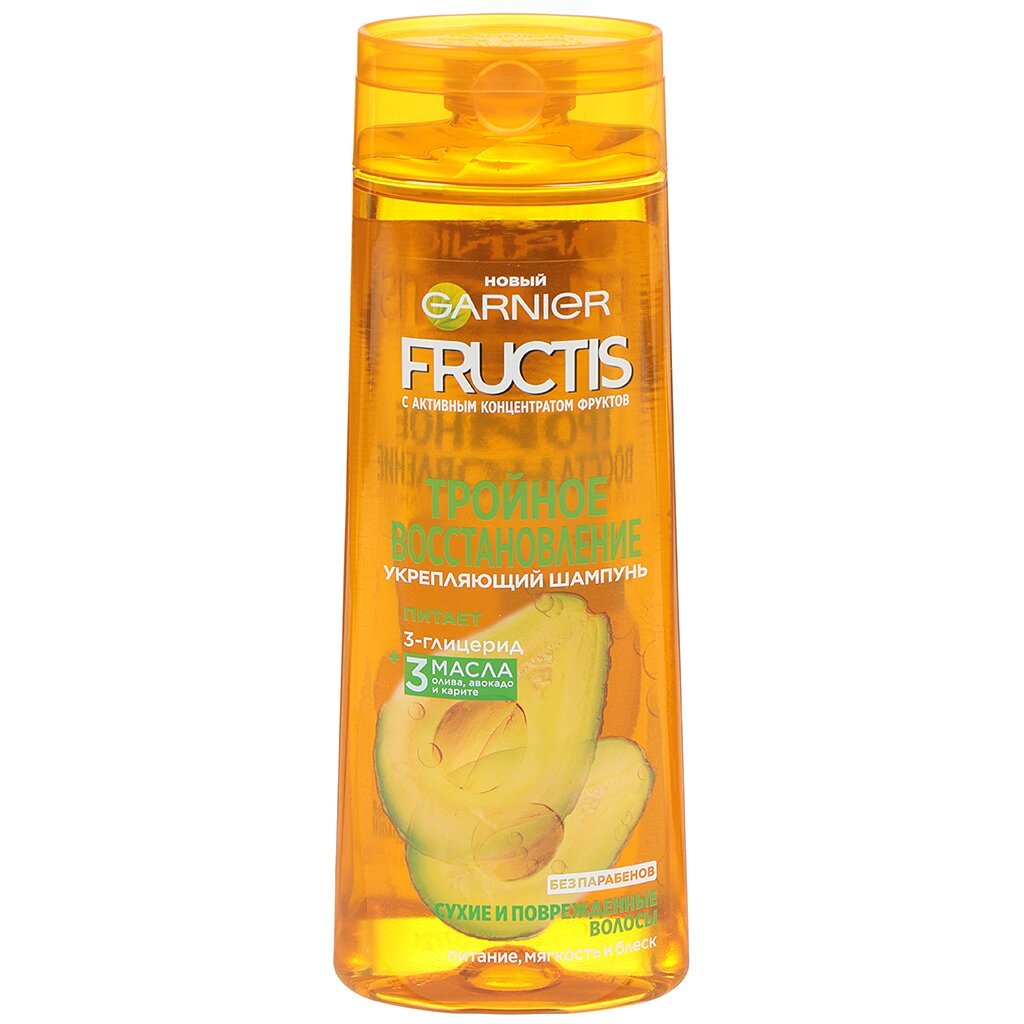 Шампунь Fructis, Тройное восстановление, для сухих и поврежденных волос, 400 мл