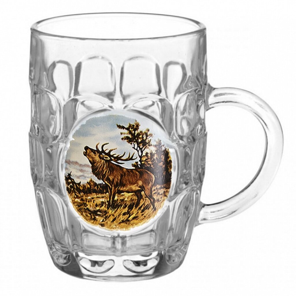 Кружка пивная стекло, 500 мл, Охота, Декостек, 1002/1-Д пивная открывашка beer 95x240 мм