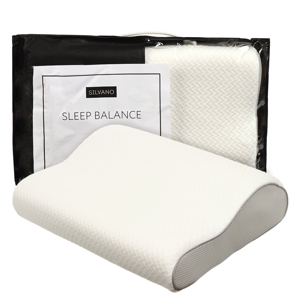 Подушка ортопедическая, 50 х 30 х 10 см, полиуретан, чехол 100% полиэстер, кант, с эффектом памяти, мягкая, AI-1607001, белая подушка мягкий сон