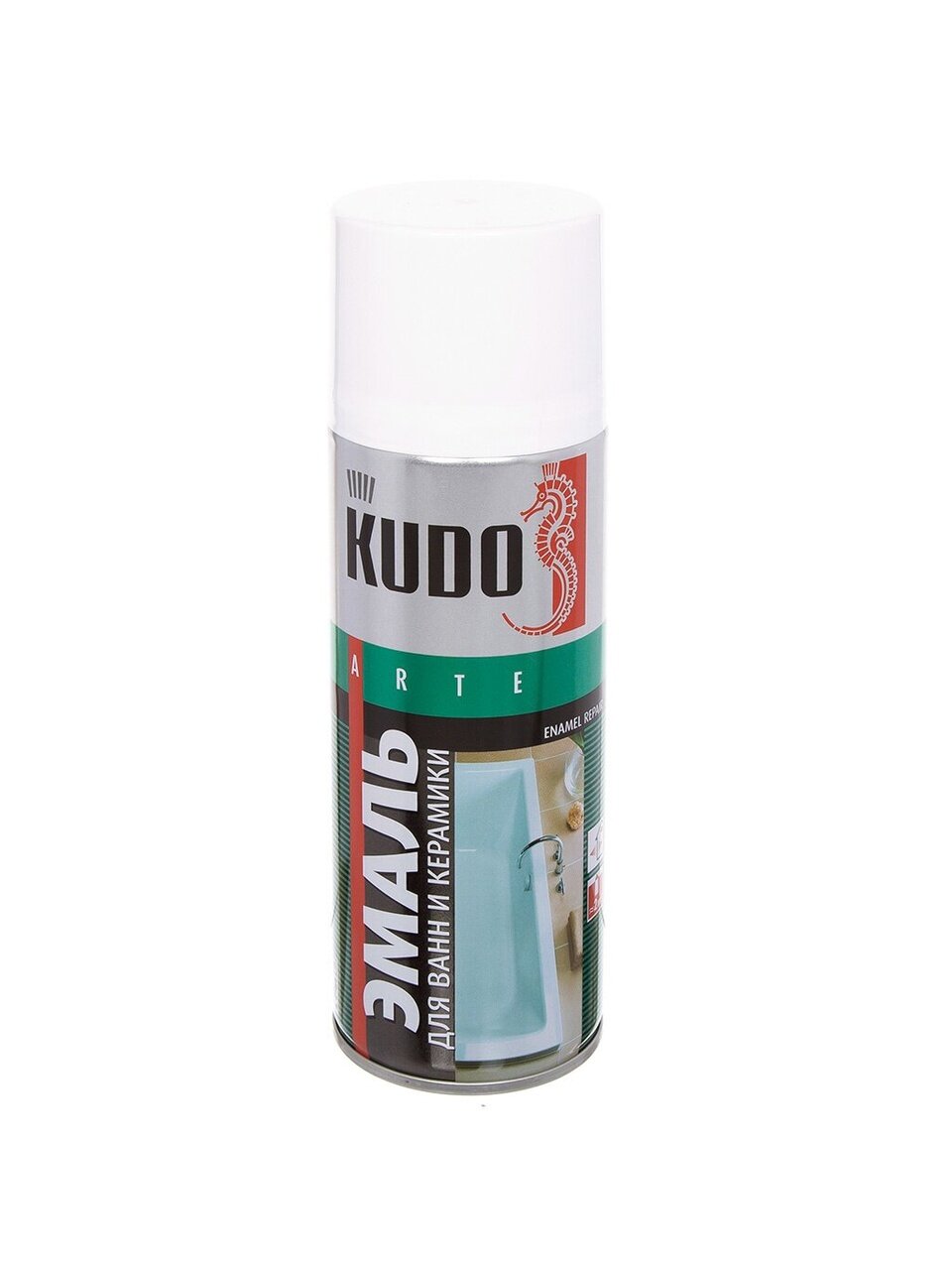 Эмаль аэрозольная, KUDO, для ванн и керамики, алкидная, глянцевая, белая, 520 мл, KU-1301