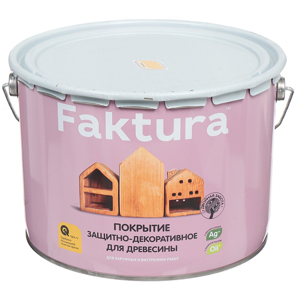 Пропитка для дерева Faktura защитно-декоративная, беленый дуб, 9 л