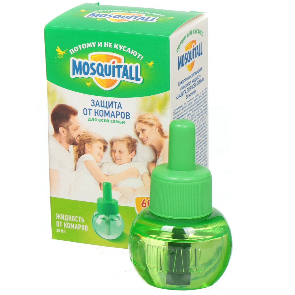 Репеллент от комаров Mosquitall 60 ночей жидкость для фумигатора, 30 мл