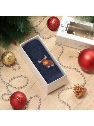 Полотенце кухонное махровое, 40х60 см, 400 г/м2, 100% хлопок, Silvano, Аппликация, темно-синее, Турция, D43-4