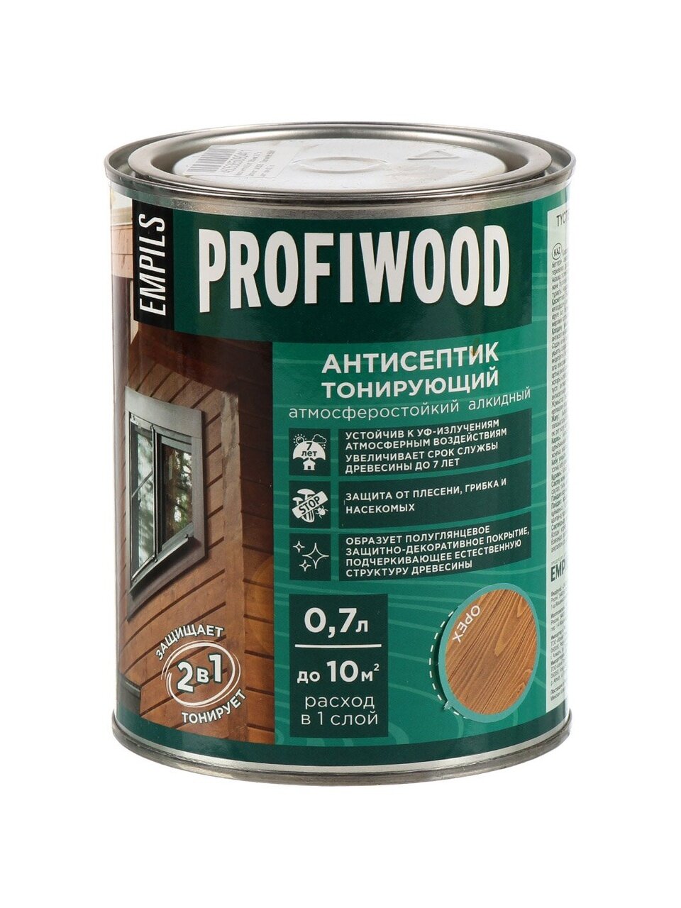 Антисептик Profiwood, для дерева, тонирующий, орех, 0.6 кг