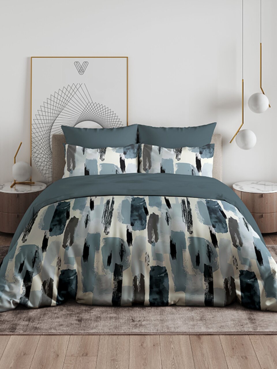 Постельное белье 1.5-спальное, 150х216 см, 2 наволочки 50х70 см, пододеяльник 145х215 см, PLEXUS, полисатин, CY11393