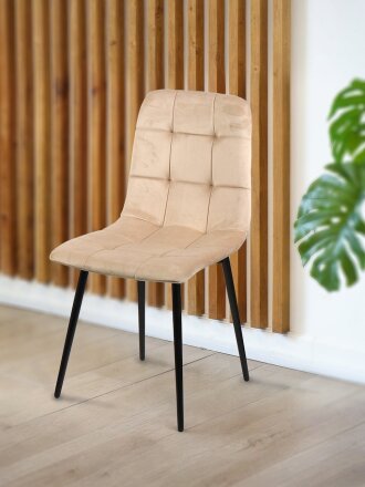 Стул 450х550х840 мм, опора разборная, глянец, бежевый, черный, прямоугольный, велюр, AV 406-N, AV 406N-H07-08