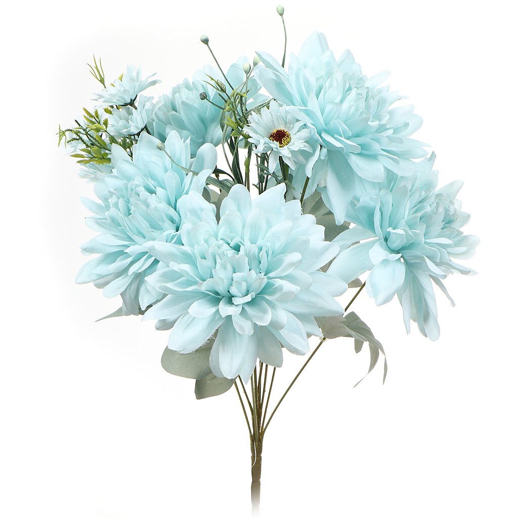 Цветок искусственный декоративный Хризантемы, 45 см, голубой, Y4-3506