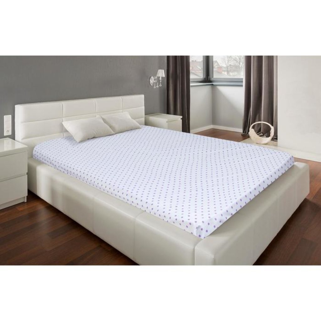 Простыня на резинке &amp;quot;Этель&amp;quot; 180х200х25 см, &amp;quot;Горошки&amp;quot;, Сиреневый, Поплин, 100% хлопок, 5290441