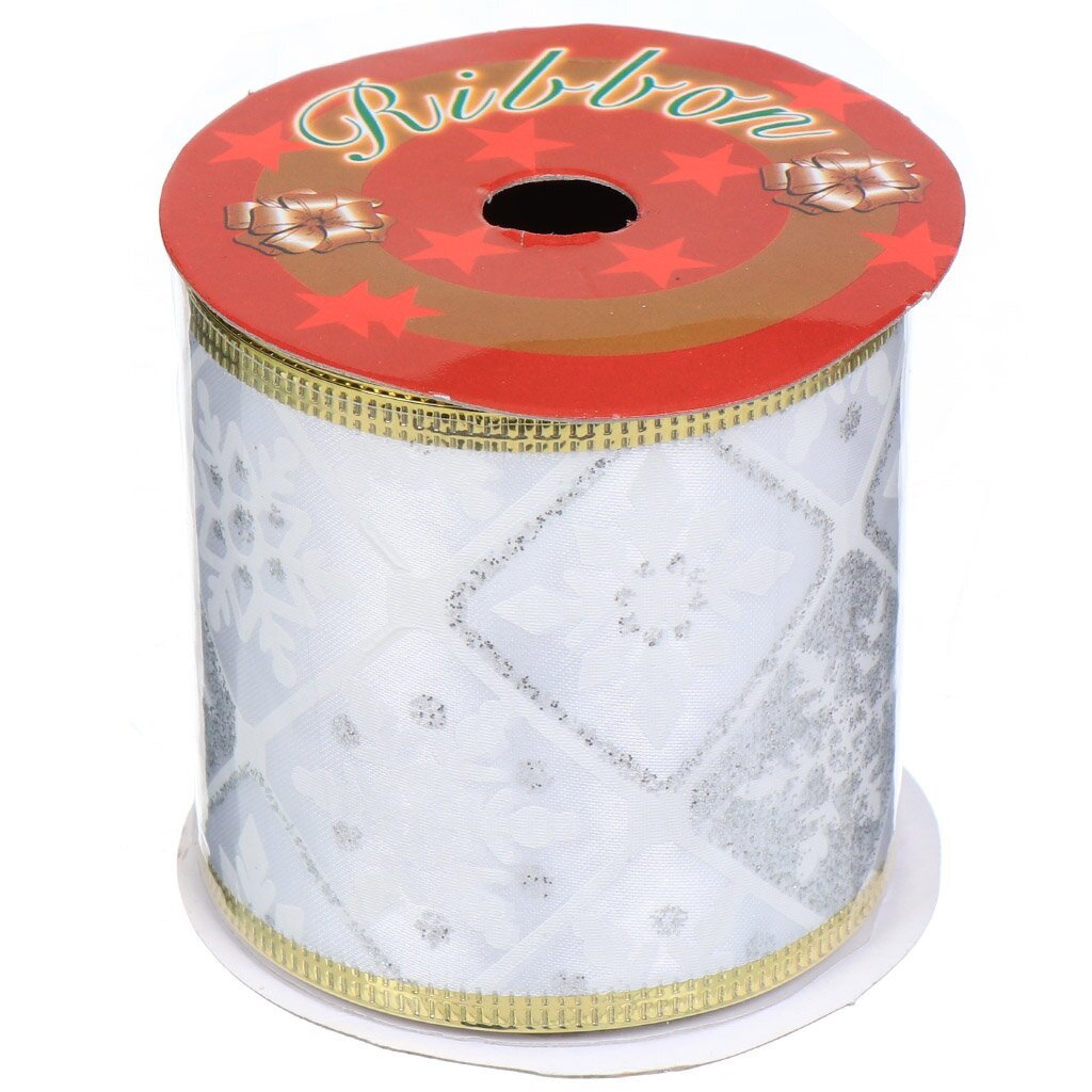 Лента декоративный Серебрянный снегопад 7621, 270х6.3 см