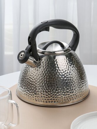 Чайник нержавеющая сталь, 3 л, со свистком, сатинированный, сталь 304, Daniks, индукция, GS-04197A-1