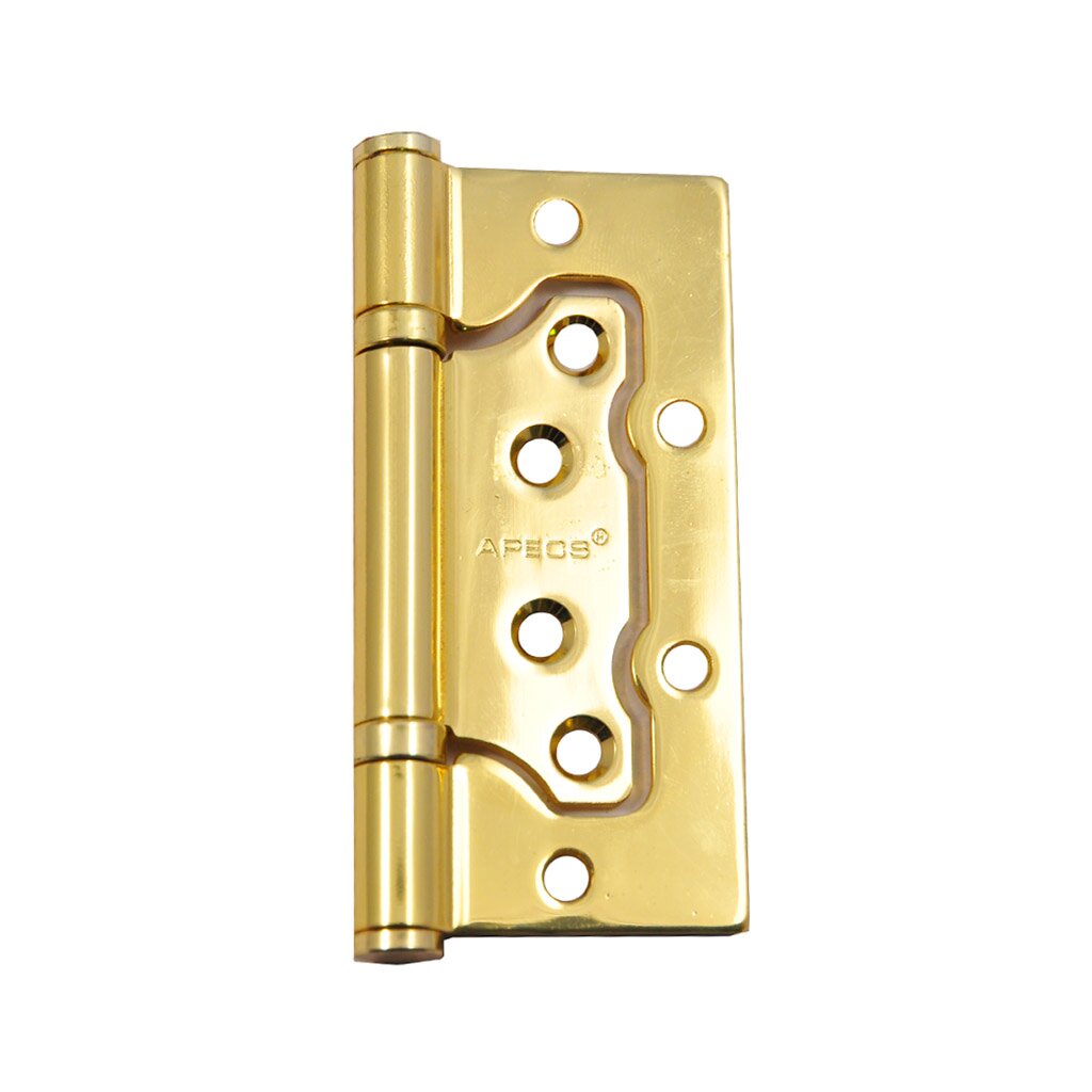Петля накладная для деревянных дверей, Apecs, 100х75 мм, B2-Steel-G, с 2 подшипниками, без врезки, золото петля для складывающихся дверей zma 2 шт