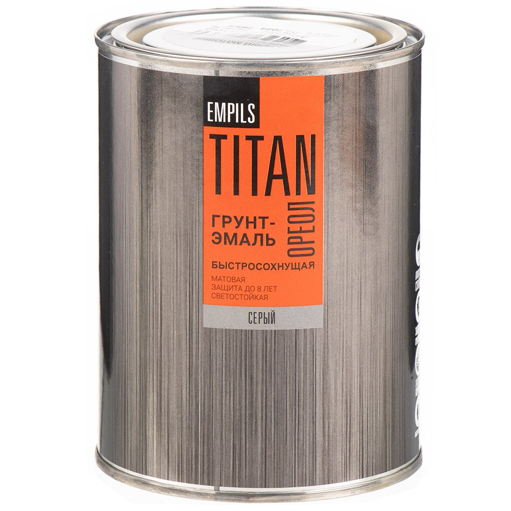 Грунт-эмаль Ореол, Титан, быстросохнущая, алкидная, матовая, серая, 0.9 кг грунт эмаль elcon 3в1 матовая по ржавчине смоляная белая ral 9003 0 8 кг