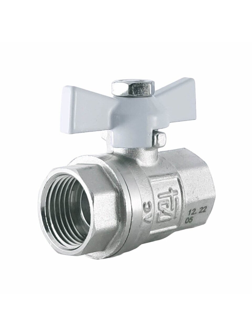 Кран для воды, 1/2'', г-г, ручка-бабочка, никель, STI