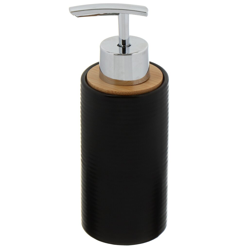 Дозатор для жидкого мыла, Бамбук, пластик, керамика, 6.2x11.7/16.8 см, черный, CE1980AA-LD диспенсер для жидкого мыла 300 мл керамика пластик молочный пузыри bubbly