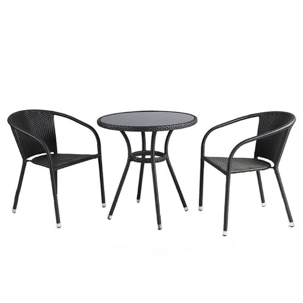 Мебель садовая Кафе мини ZR130+ZR21321 искусственный ротанг (стол + 2 кресла), темно-коричневые подушки