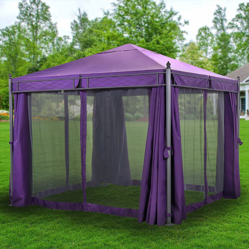 Шатер с москитной сеткой, фиолетовый, 3х3х2.75 м, четырехугольный, с боковыми шторками, Green Days, YTDU157-19-3640