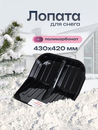 Лопата для снега поликарбонат, 430х420 мм, без черенка, тулейка 38.8 мм, Альтернатива, М5600