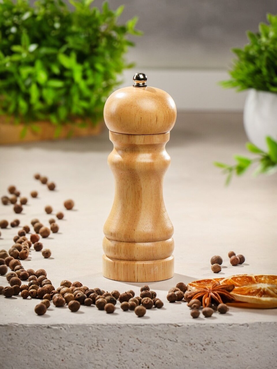 Мельница для специй дерево, 13 см, бежевая, Y3-1159