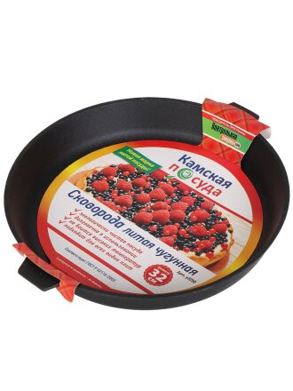 Сковорода чугун, d32 см, Камская посуда, с ушками, индукция, у3250