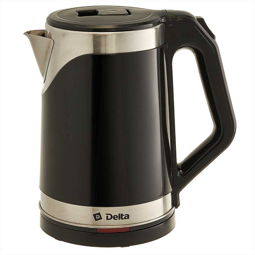 Чайник электрический Delta Lux, DL-1109, черный, 2 л, 1500 Вт, скрытый нагревательный элемент, пластик чайник delta