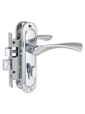 Замок врезной Стандарт, 103/50В, 4849, ручка в комплекте, цилиндровый, универсальный, вертушка CP, хром