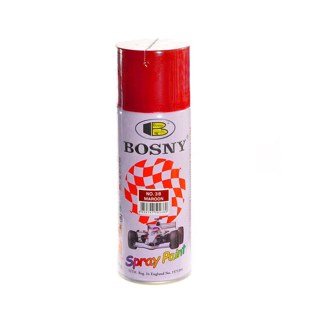 декоративная анодированная краска bosny Краска аэрозольная, Bosny, №38, акрилово-эпоксидная, универсальная, глянцевая, бордовая, 0.4 кг