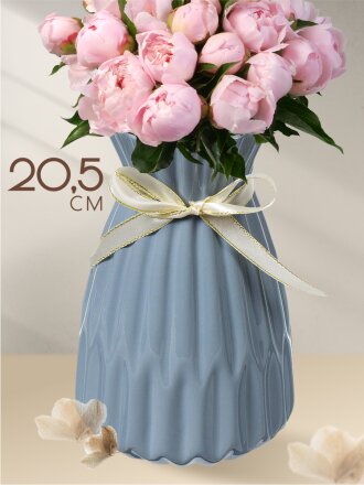 Ваза керамика, настольная, 20.5 см, Презент, Y4-3816, голубая