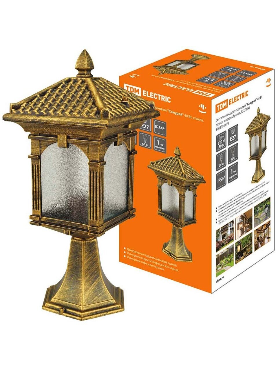 Светильник садово-парковый TDM Electric, Самурай, консольный, 60 Вт, металл, 18.5х41 см, бронзовый