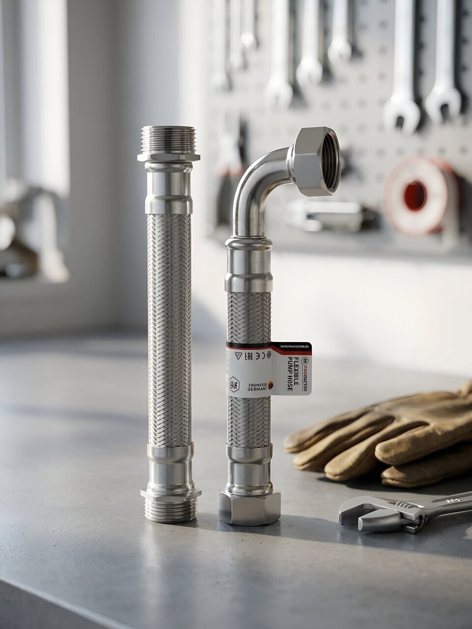 Подводка для насоса, сталь, 1&amp;quot;, г-ш, угловая, ProFactor, 0.5 м, PF WFH 529.50A