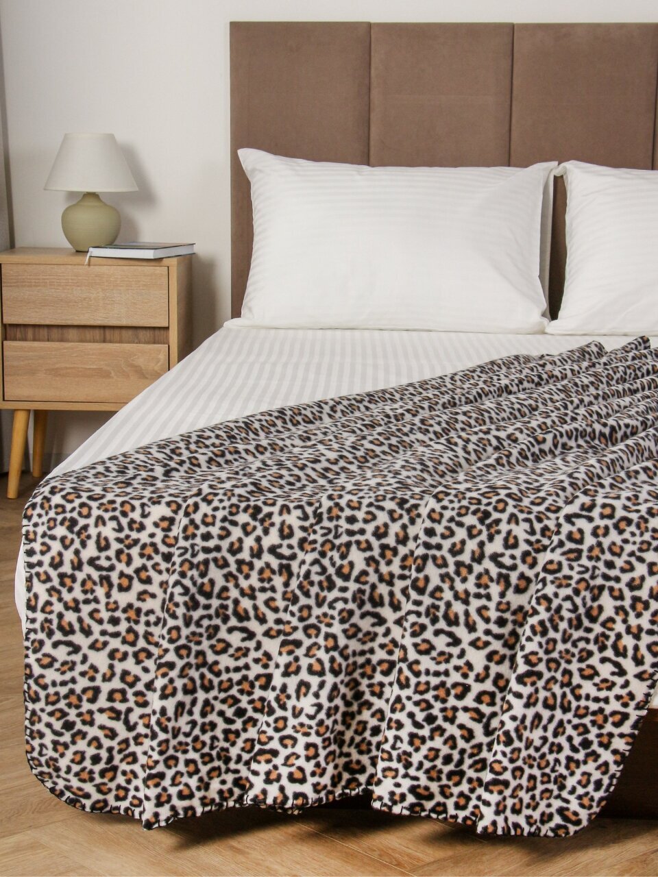 Плед 1.5-сп, 130х170 см, флис, 100%пэ, Silvano, принт леопард