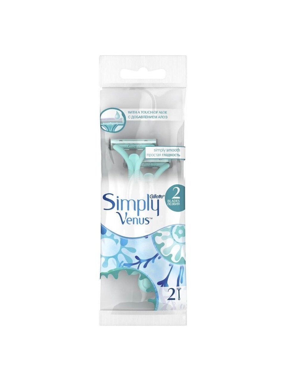 Станок для бритья Gillette, Simply Venus2, для женщин, 2 лезвия, 2 шт, одноразовые