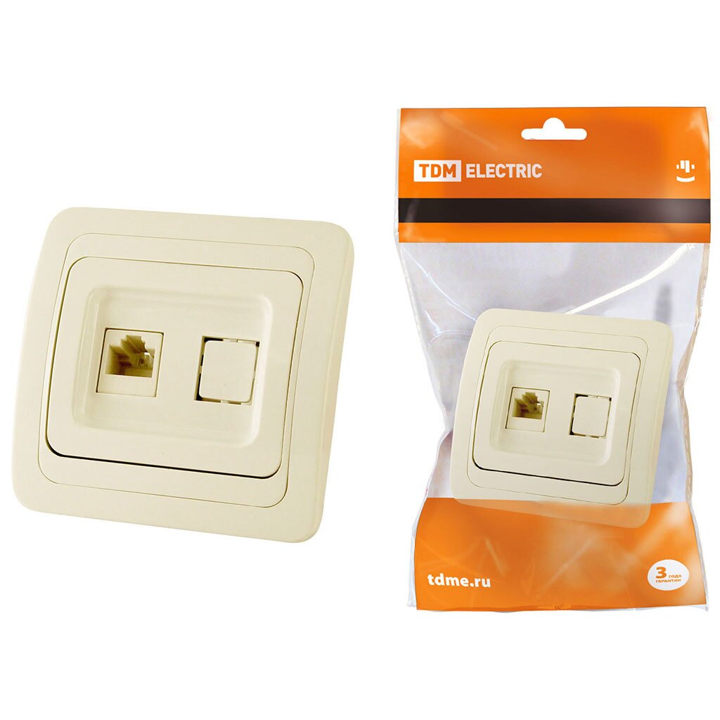 Розетка компьютерная RJ-45 СП сл. кость "Валдай" TDM SQ1804-0113