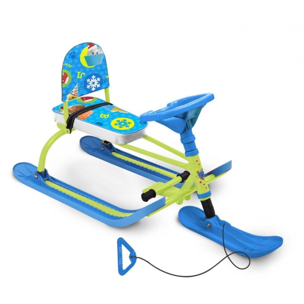 Снегокат Nika, Twiny 1 спорт, TW1+/ПЗ, 48 см, С пушистыми зверями, салатовый
