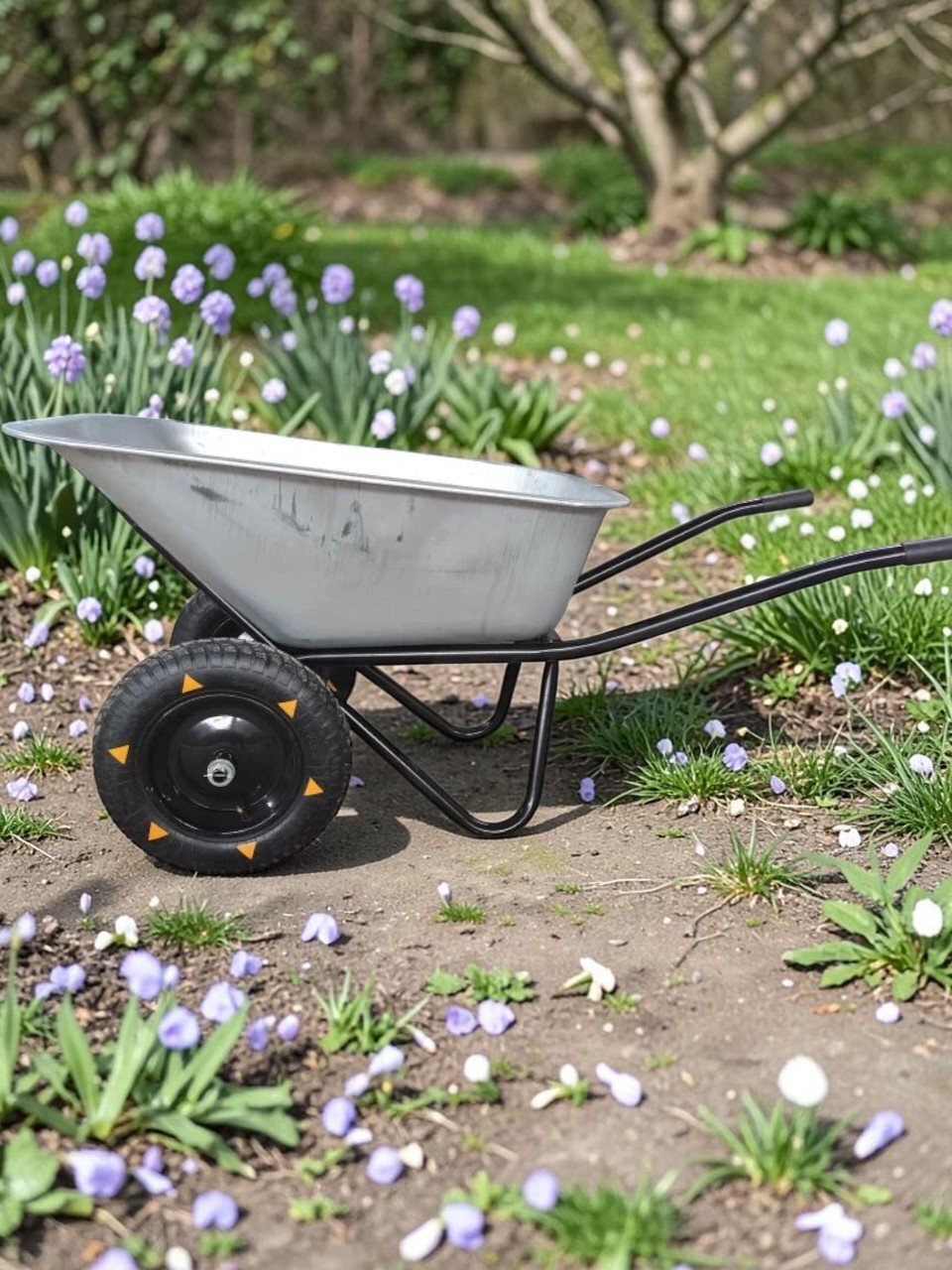 Тачка строительная двухколесная, сталь, 250 кг, 118 л, усиленная, 0.9 мм, втулка D20 мм, в ассортименте